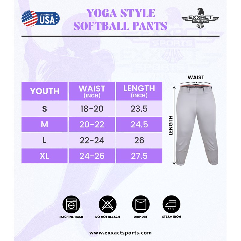 Girls Softball Pants Knickers Yoga Style Knee Length Youth Sports Trousers