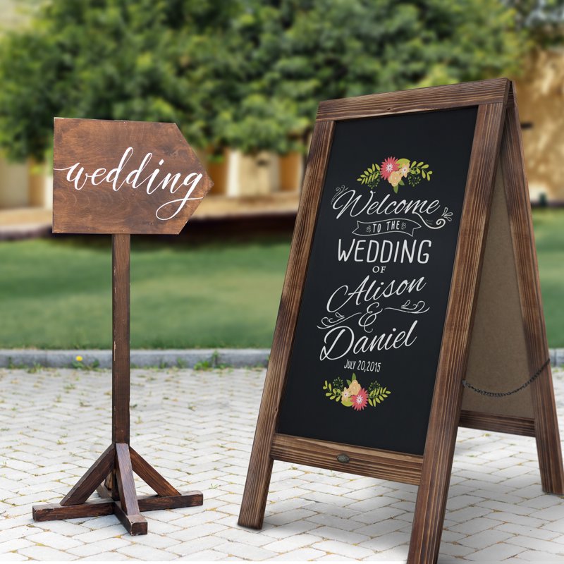 Outdoor Magnetic A-Frame Chalkboard Sign - Rustic Brown 40x20 Inches