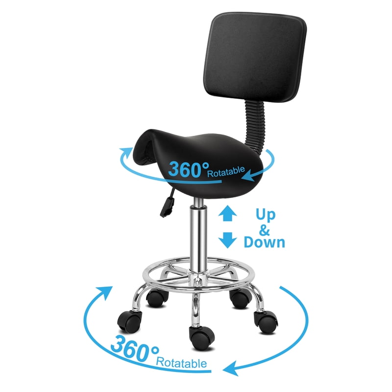 Adjustable Hydraulic Saddle Stool for Salon, Medical, Kitchen & Office