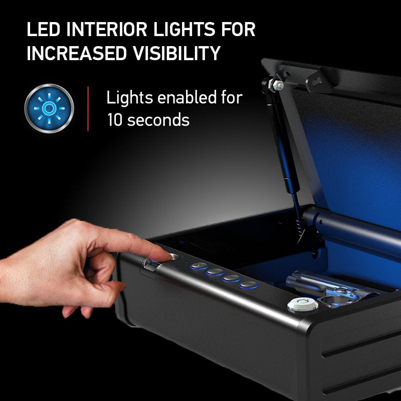Biometric Pistol Safe with Digital Keypad Interior Light - 3.2 x 12.1 x 9.9 in Black