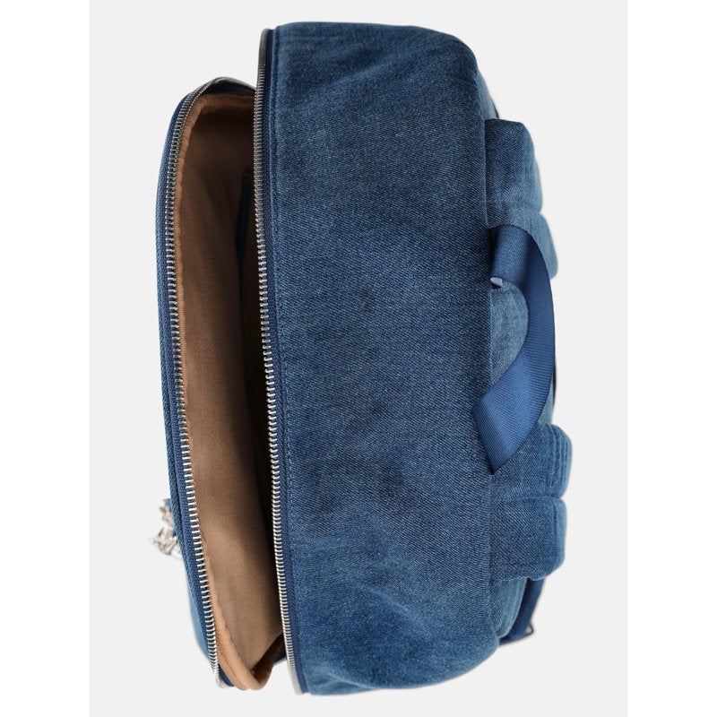 Women’s Double Pocket Dome Backpack with Pouch - Chili Denim
