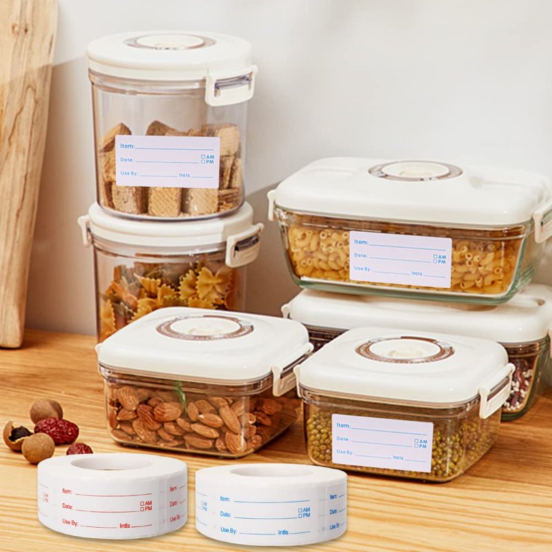 Removable Food Labels Stickers - 1000 Pieces, 1x2 Inch, Easy Write Food Organizer