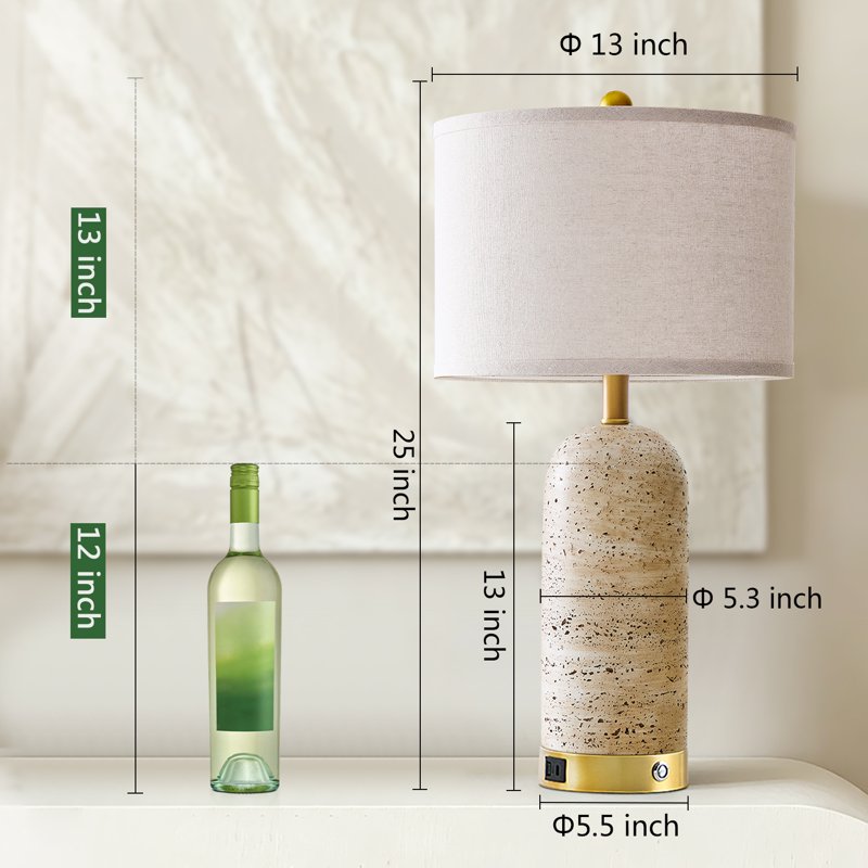 Modern Resin Table Lamps Set of 2 with USB Charging Ports & Touch Dimming