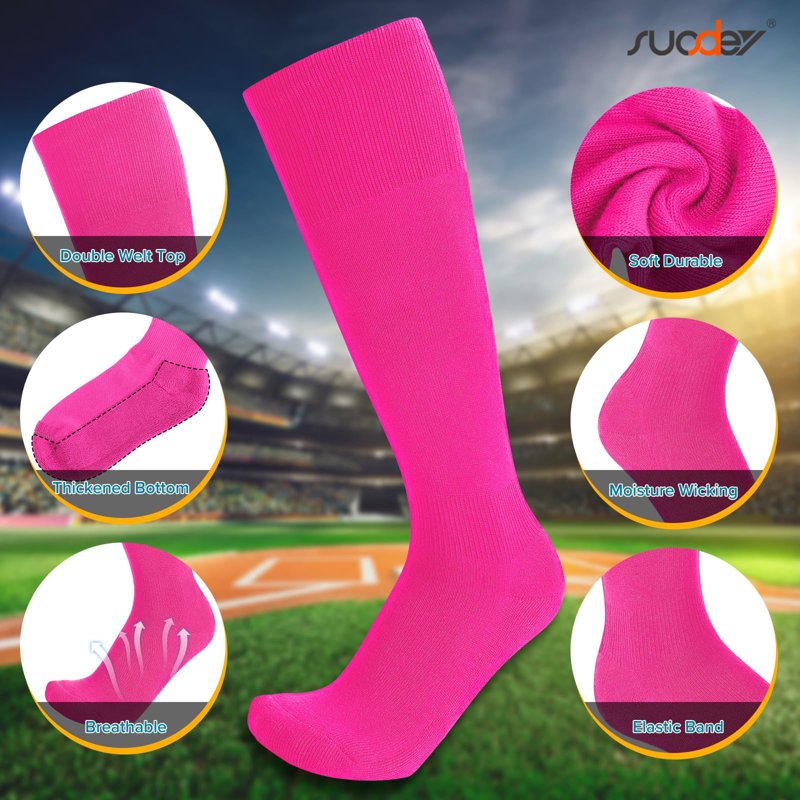 Kids Baseball Softball Socks 3 Pack Knee-High Compression Socks for Boys Girls
