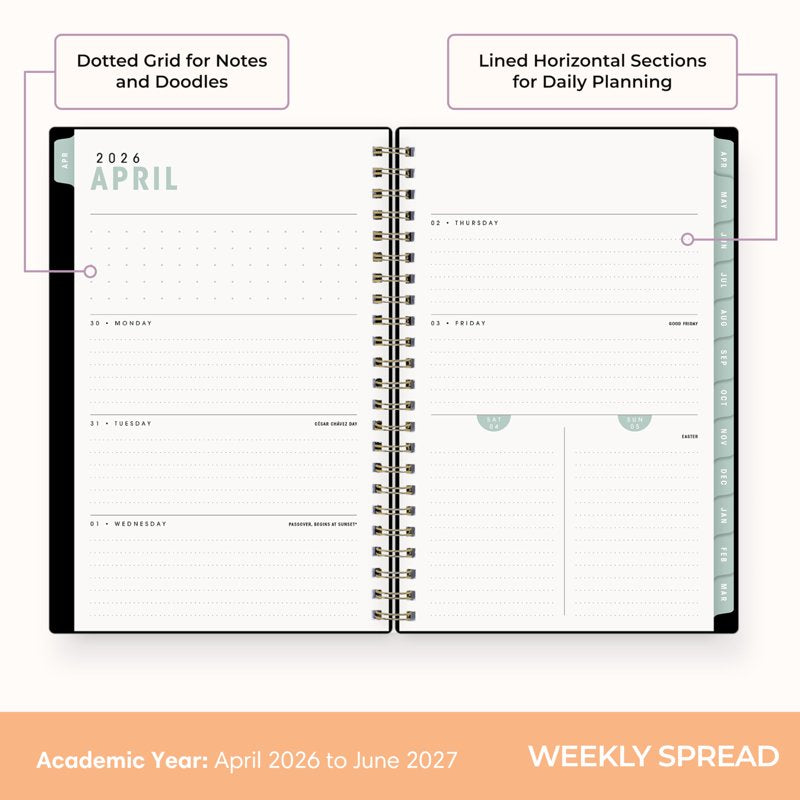 Academic Year Planner Calendar 15 Months Weekly & Monthly With Zip Pouch
