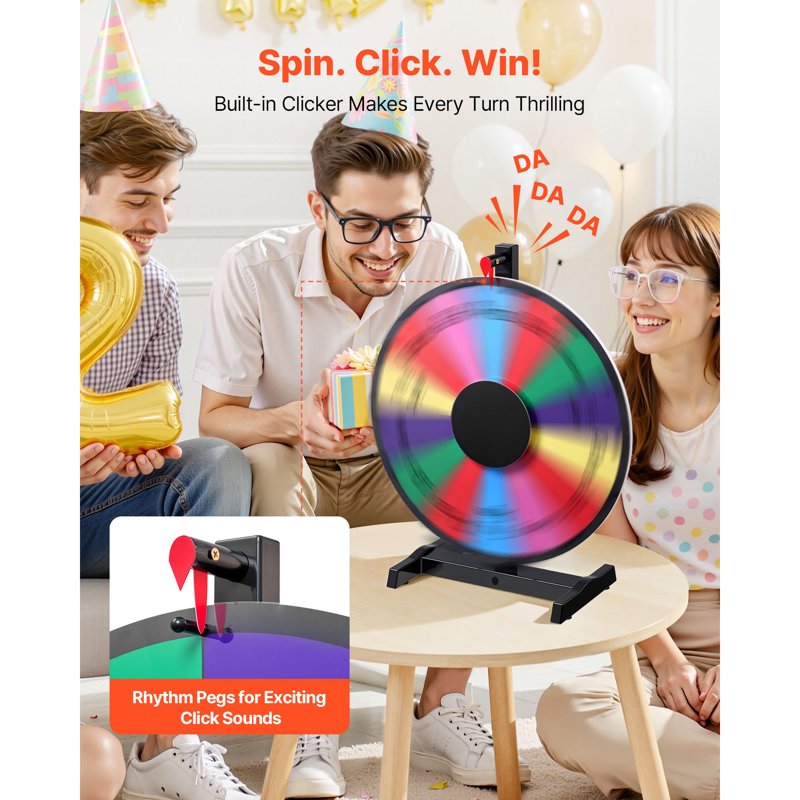 18-Inch Spinning Prize Wheel with Stand for Events & Activities - Colorful 14-Slot