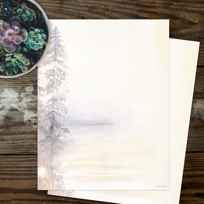 Morning Mist Stationery Letterhead - 80 Sheets, 8.5 x 11 Inch Printable Paper