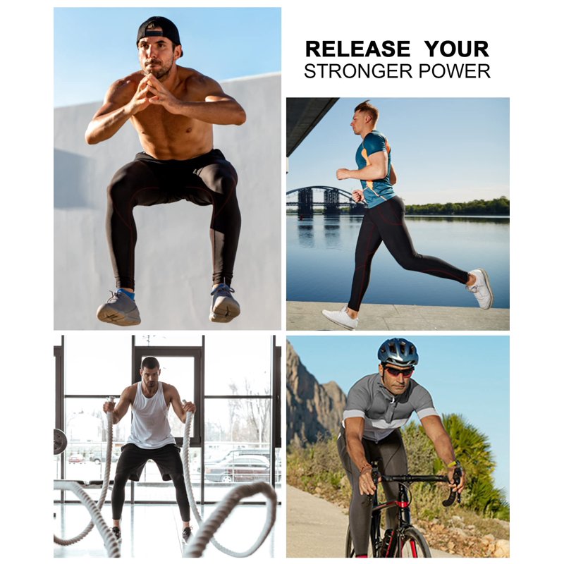 Men's Compression Pants 3 Pack Workout Running Tights Base Layer