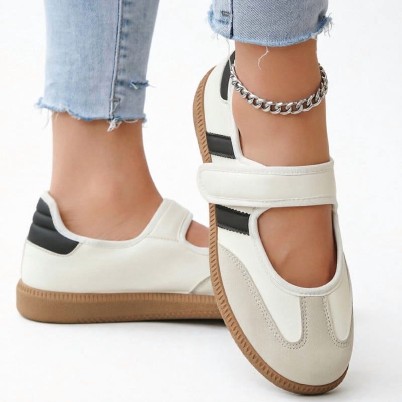 Mary Jane Style Casual Sneakers for Women - Retro Flat Sole Slip-On Shoes