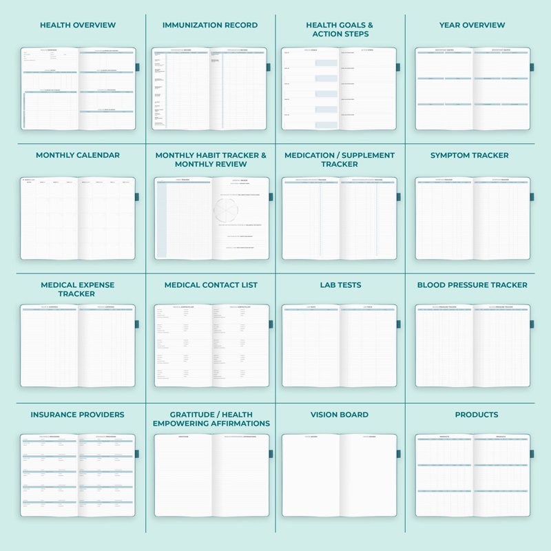 Medical Planner 12-Month Health Notebook with Tracking & Wellness Features