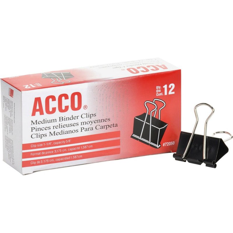 Medium Binder Clips Pack - Reusable Black Paper Clamps for Office & Organization