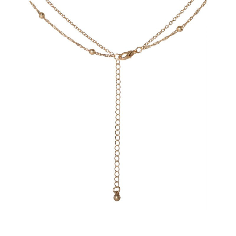 Women's Layered Flower Charm Necklace with Adjustable Chain - Trendy Jewelry Accessory