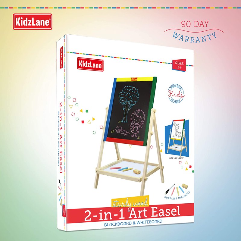 Kids Art Easel Double-Sided Wooden Drawing Board for Children 15.75 x 12 x 25.75 inches