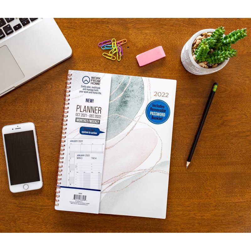 Work From Home Weekly & Monthly Planner with Tech Book, 11x9 Inch, October 2021 - December 2022