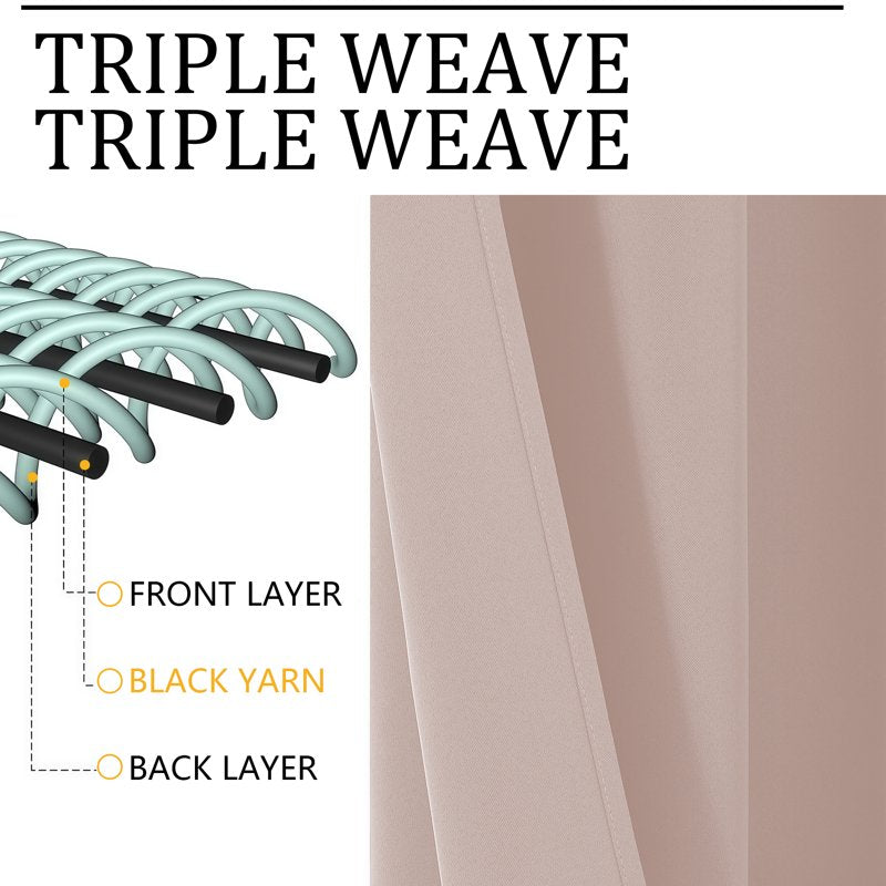Blackout Grommet Window Curtains - Thermal Insulated Light Blocking Drapes, 2 Panels