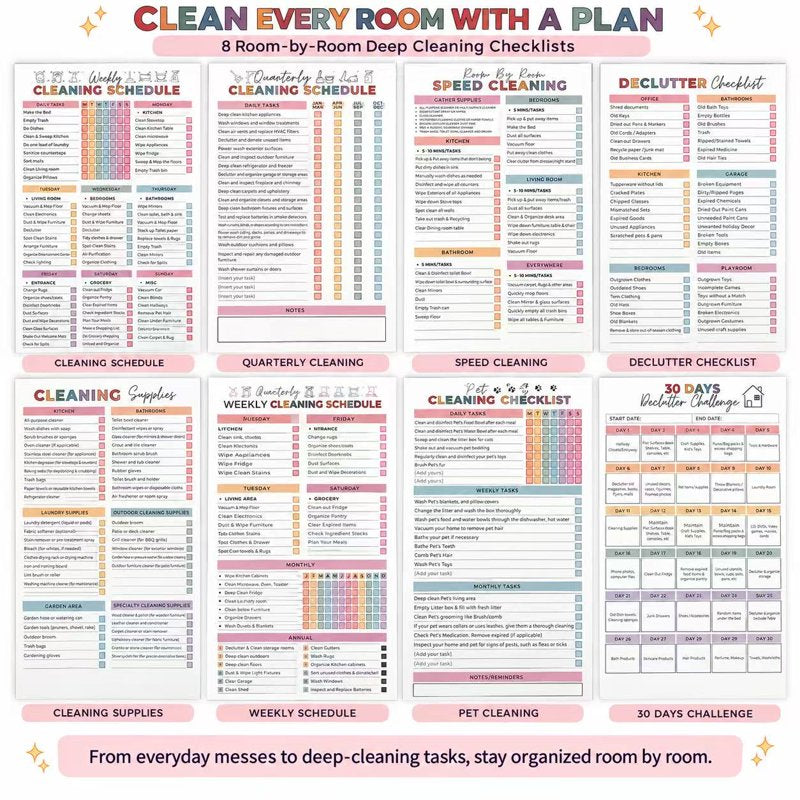 ADHD Cleaning Planner & Schedule Organizer - Household Chore Chart Notebook