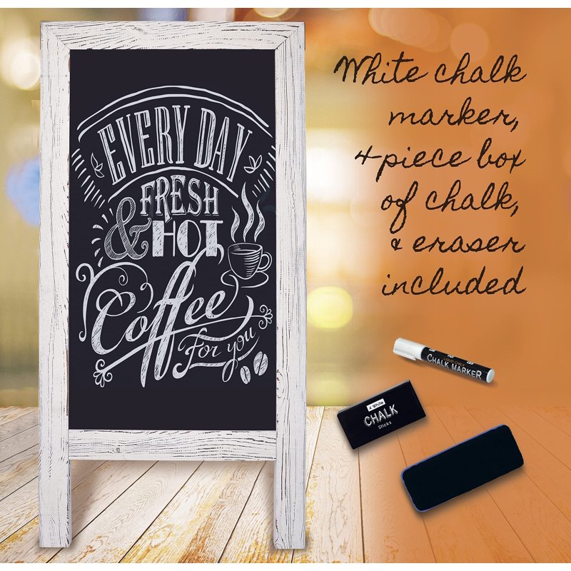 Large Magnetic Chalkboard Sign 20x40 Inch Double-Sided Stand with Chalk Marker