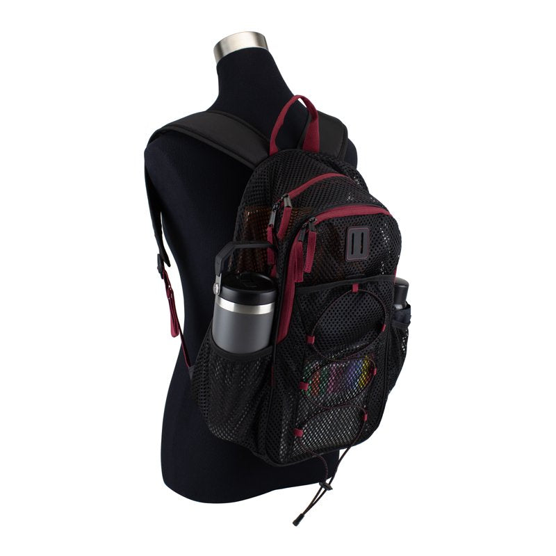 Unisex Mesh Backpack with Multiple Compartments - 17-Inch Utility Bag