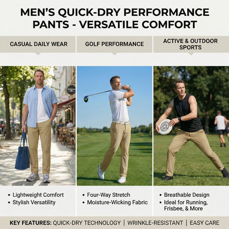 Men's Lightweight Golf Pants with Quick Dry & 4-Way Stretch – Casual Athletic Trousers
