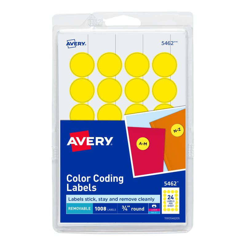 Removable Yellow Circle Labels 3/4 Inch - Pack of 1008 for Organization