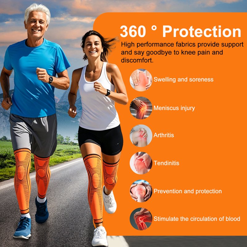 Full Leg Compression Sleeves for Men & Women - Knee Support for Running, Basketball, Cycling