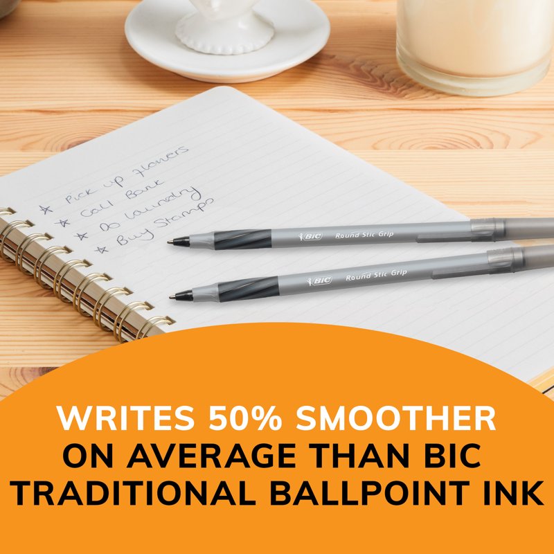 Ballpoint Pen Set - Black, Medium Point 1.2mm, Bulk Pack of 12 or 36