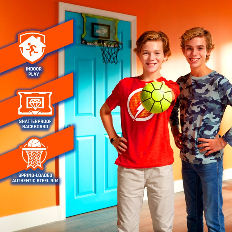 Mini Over-the-Door Basketball Hoop Set with Steel Rim & NERF Basketball