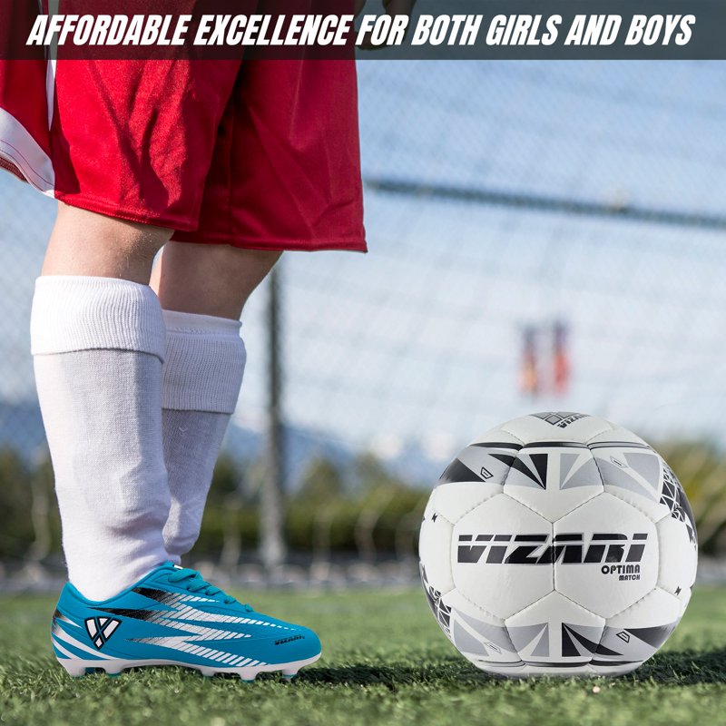 Vizari Bodega Kids Soccer Cleats - Firm Ground, Sky Blue/White, Size 8