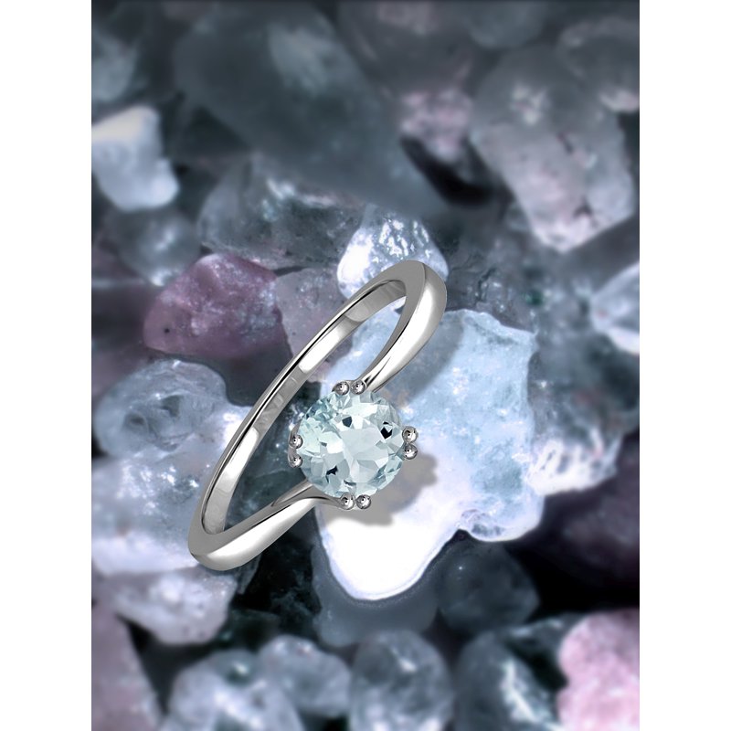 Aquamarine Ring March Birthstone Jewelry 0.40 Carat Sterling Silver Solitaire