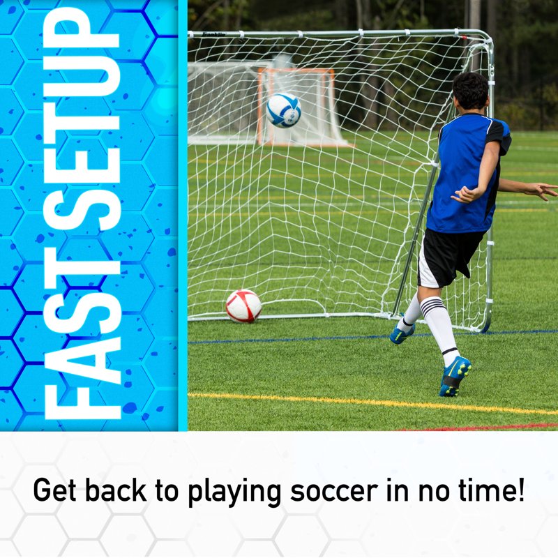 All-Weather Replacement Net for 10x5 Soccer Goals with Self-Sticking Straps