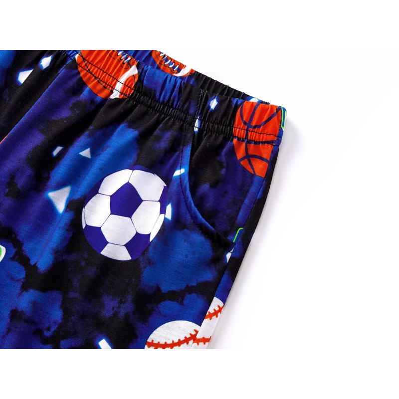 Behezac Boys Pajama Set 2-Piece Balls Dark Blue Short Sleeve Size 10 - Variation: Balls Dark Blue