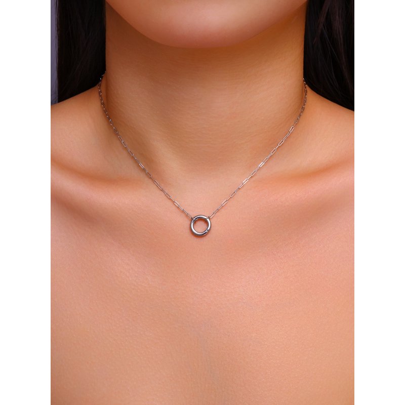 Sterling Silver Paperclip Chain Necklace with Charm Connector - 16 Inch + 2 Inch Extender
