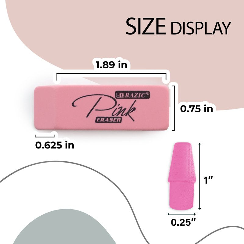 Pink Erasers & Pencil Top Caps Set - Latex-Free Classroom Supplies