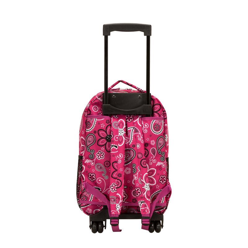 Unisex 17-Inch Rolling Backpack with Double Wheels and Multiple Pockets