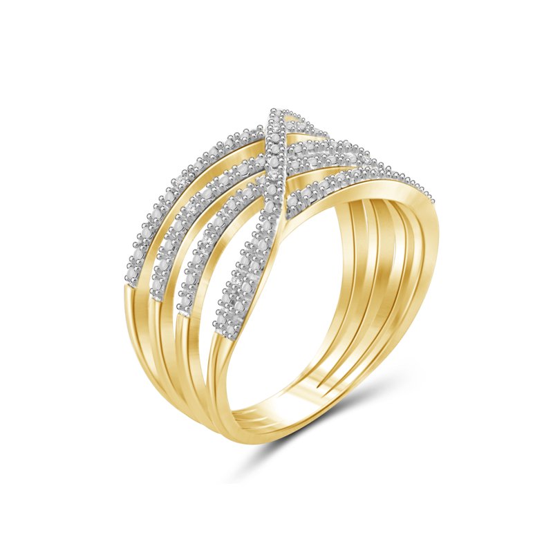 Gold Plated Silver Women's Diamond Ring with White Accent Diamonds