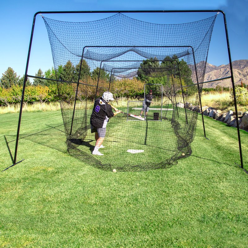 Portable Baseball & Softball Pitcher Safety Net 6x6 ft L-Screen with Steel Frame