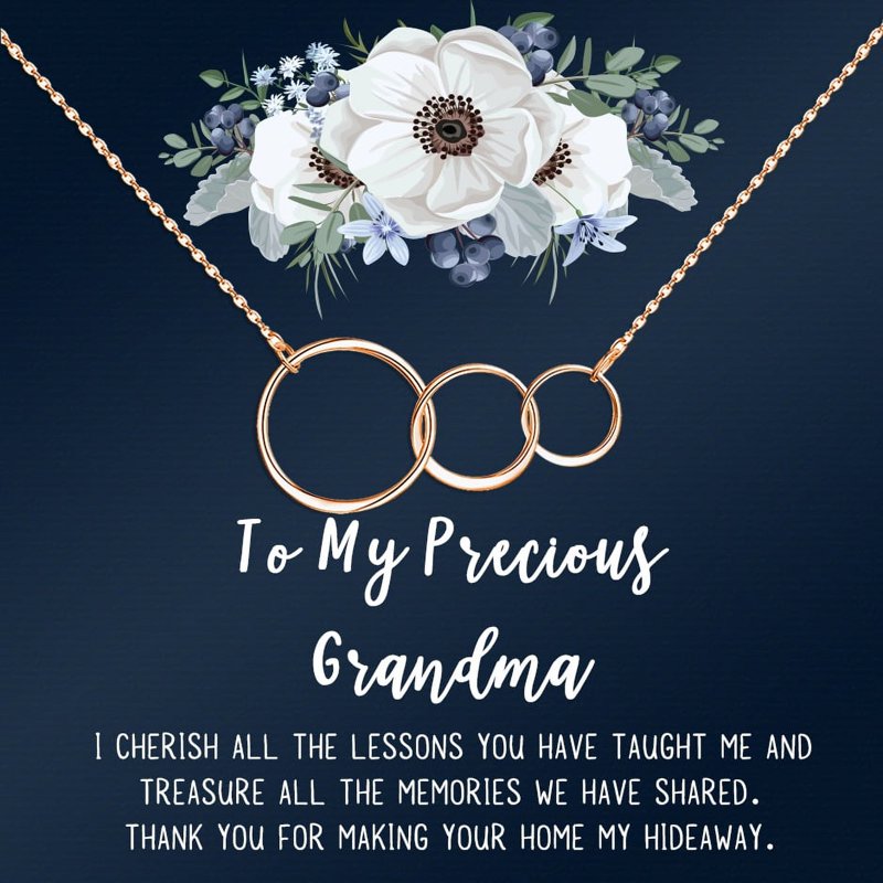 Mother's Day Necklace for Grandma Dainty Stainless Steel Gift with Card