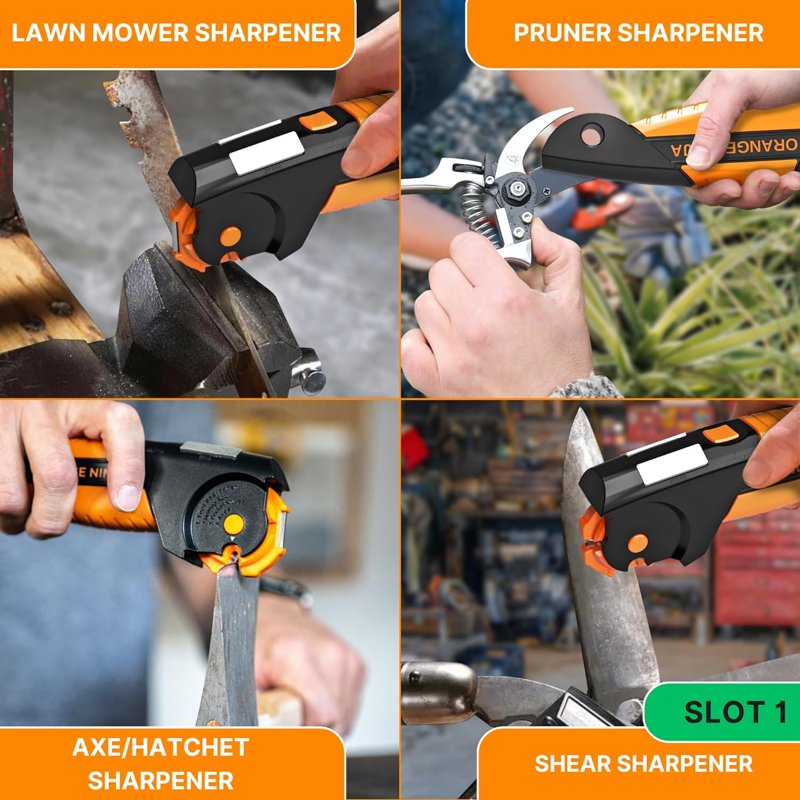Garden & Outdoor Tool & Knife Sharpener for Lawn Mower Blades, Scissors, Axes