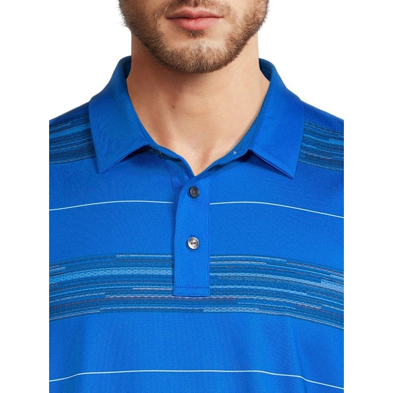 Ben Hogan Men’s & Big Men’s Block Stripe Polo Shirt Light Blue M