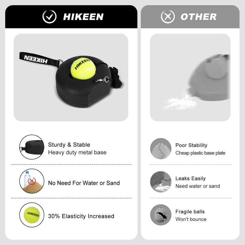 Portable Tennis Rebounder Set with Metal Base and Elastic Balls for Solo Practice