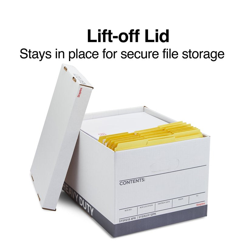 Heavy Duty File Storage Box with Lift-Off Lid - White/Gray, 12 Pack