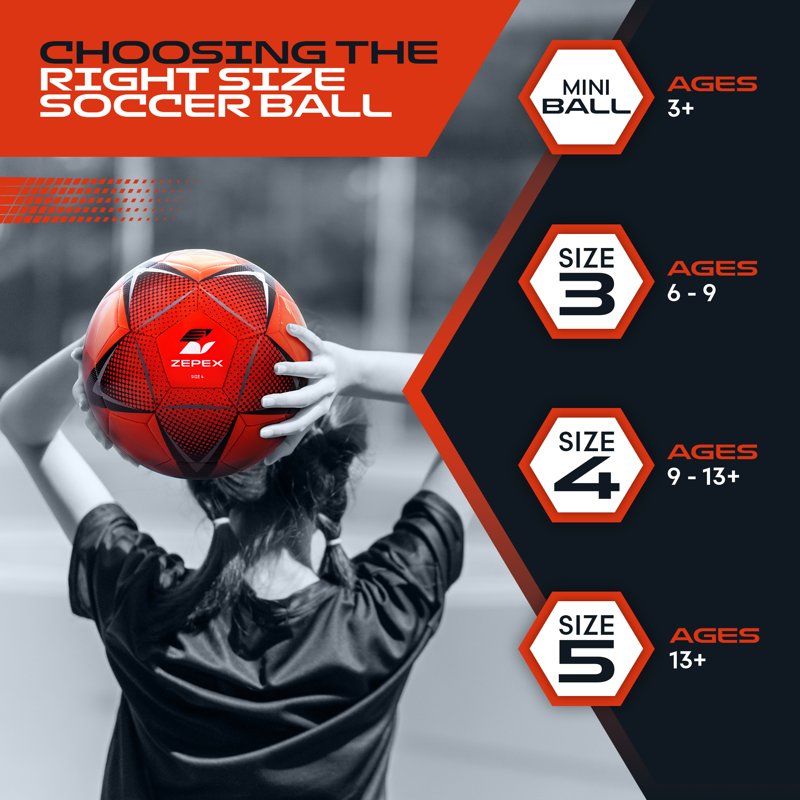 Zepex Recreation Soccer Ball Size 4 - 32-Panel Synthetic, Includes Pump (Variation 4)