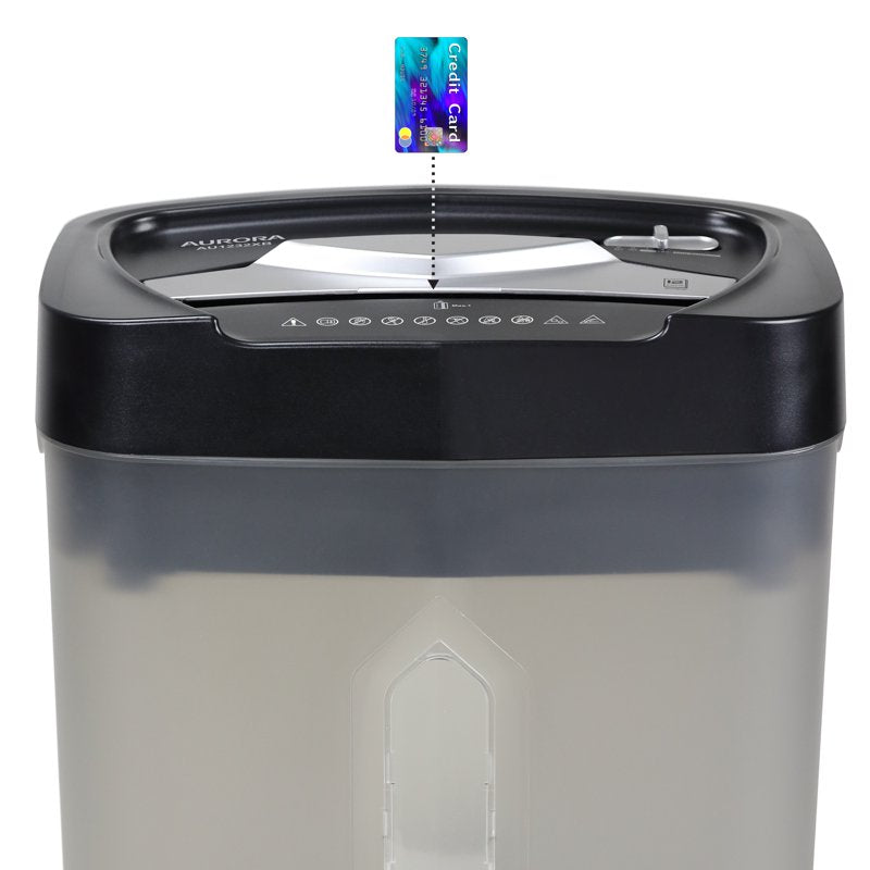 Anti-Jam Crosscut Paper and Credit Card Shredder 12-Sheet, 5.2-Gallon Wastebasket, Black/Gray
