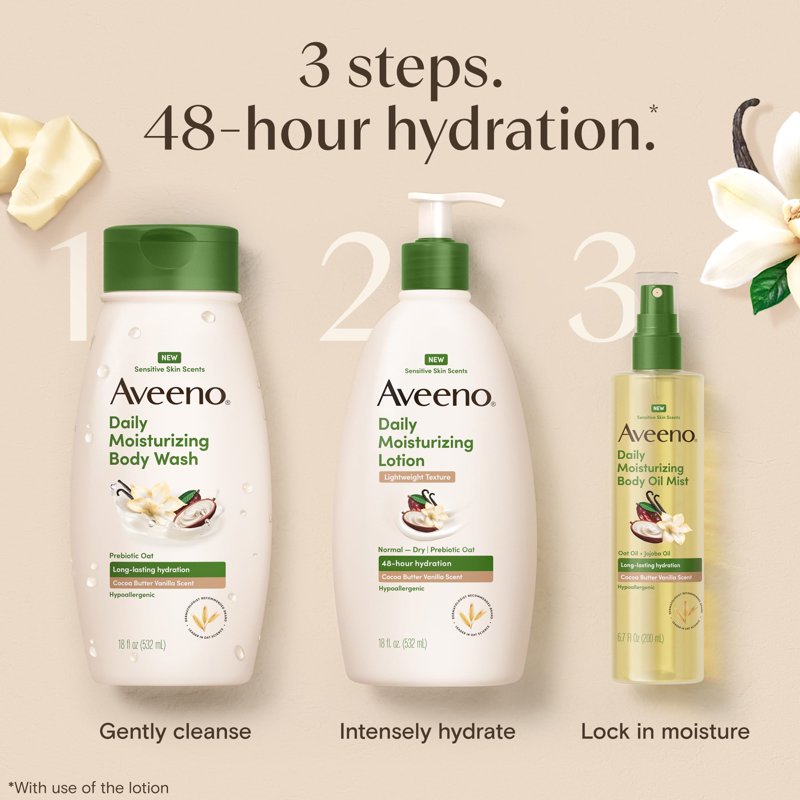 Aveeno Daily Moisturizing Lotion with Cocoa Butter Vanilla Scent 18 oz