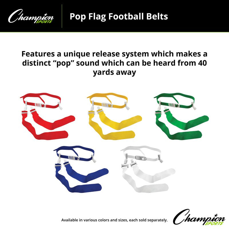 Flag Football Belts Set of 12 Adjustable 52 Inch with Loud Pop Sound