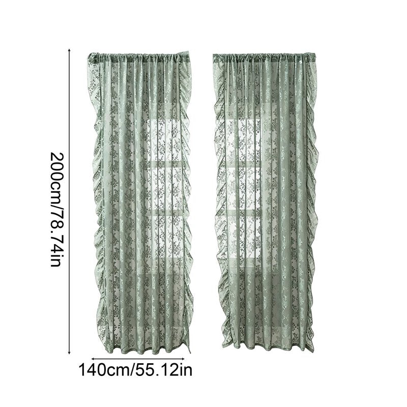 Semi-Sheer Curtains 78 Inch Long French Style Lace Window Drapes for Living Room and Bedroom