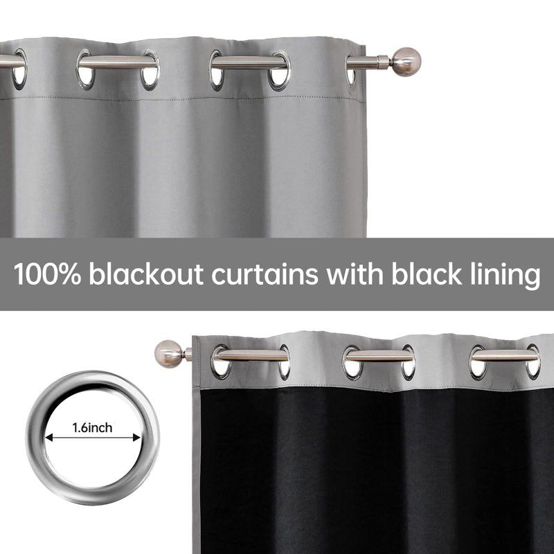 Thermal Insulated Blackout Curtains - 4 Panels Grommet Top for Bedroom & Living Room