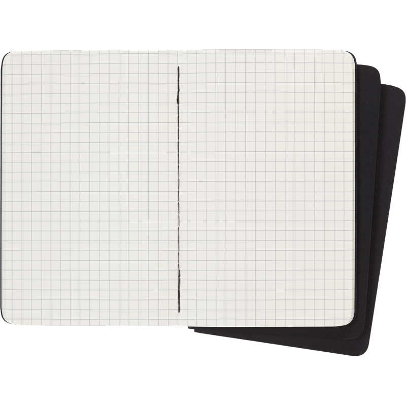 Set of 3 Pocket Squared Journals - Black, Compact Notebooks for Notes & Planning