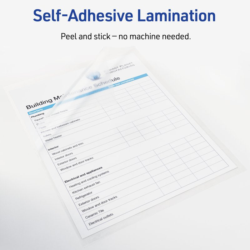 Self-Adhesive Laminating Sheets 9 x 12 Inches - Pack of 50