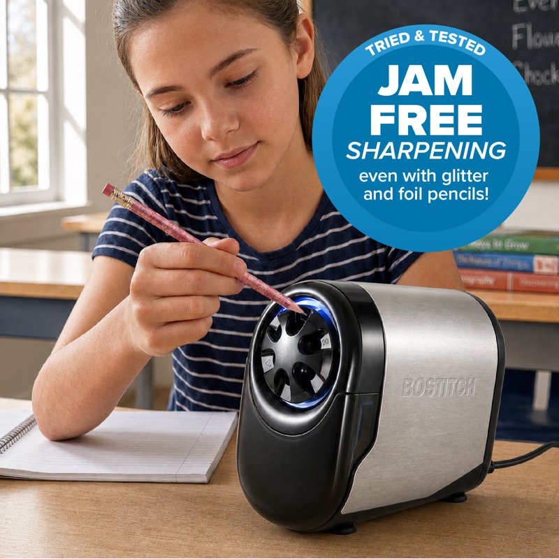 Heavy Duty Electric Pencil Sharpener with Antimicrobial Protection - Classroom Use